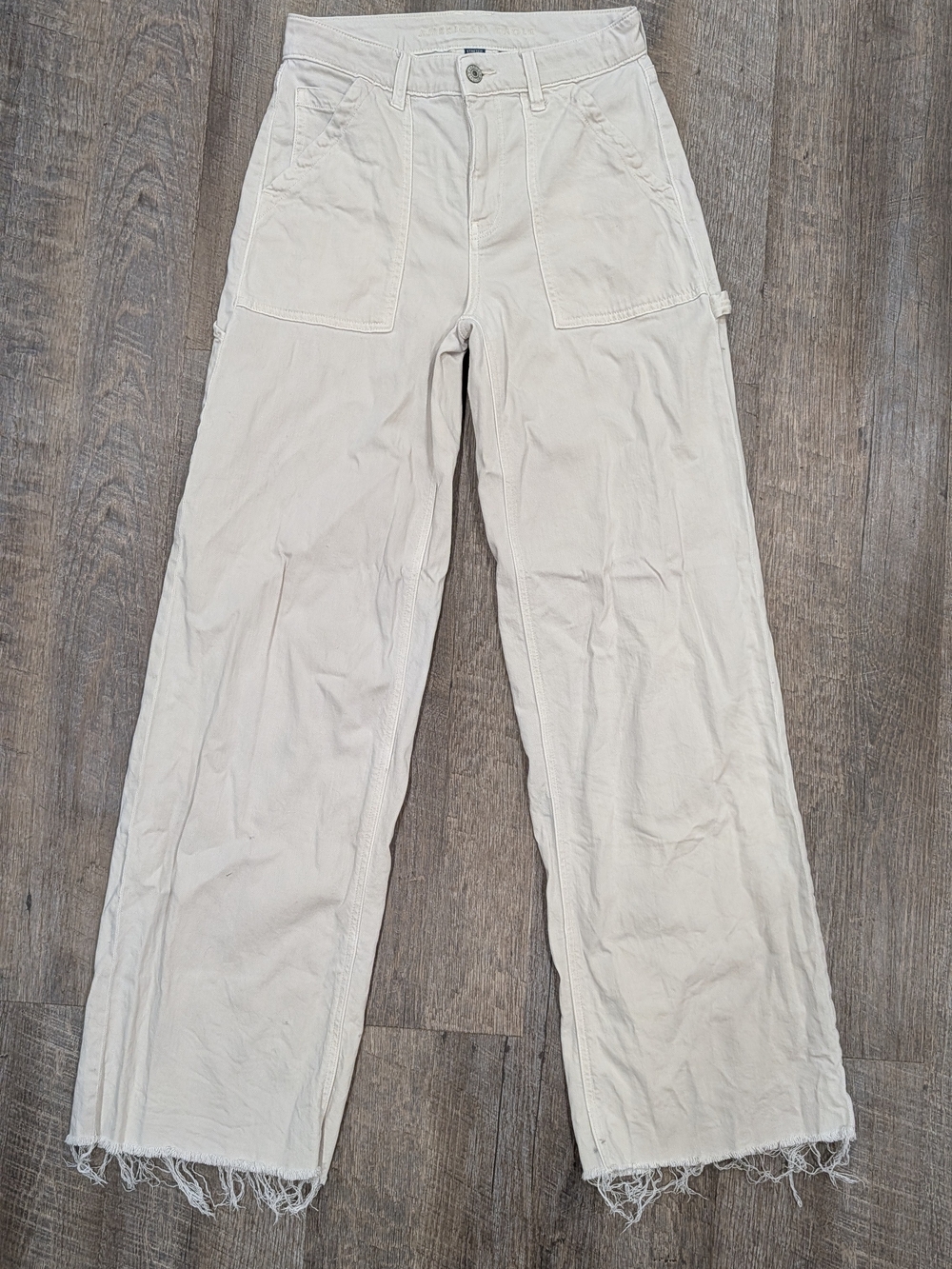 American eagle Cream Wide-Leg Utility Pants